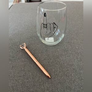 ENGAGED Wine Glass & Diamond Pen